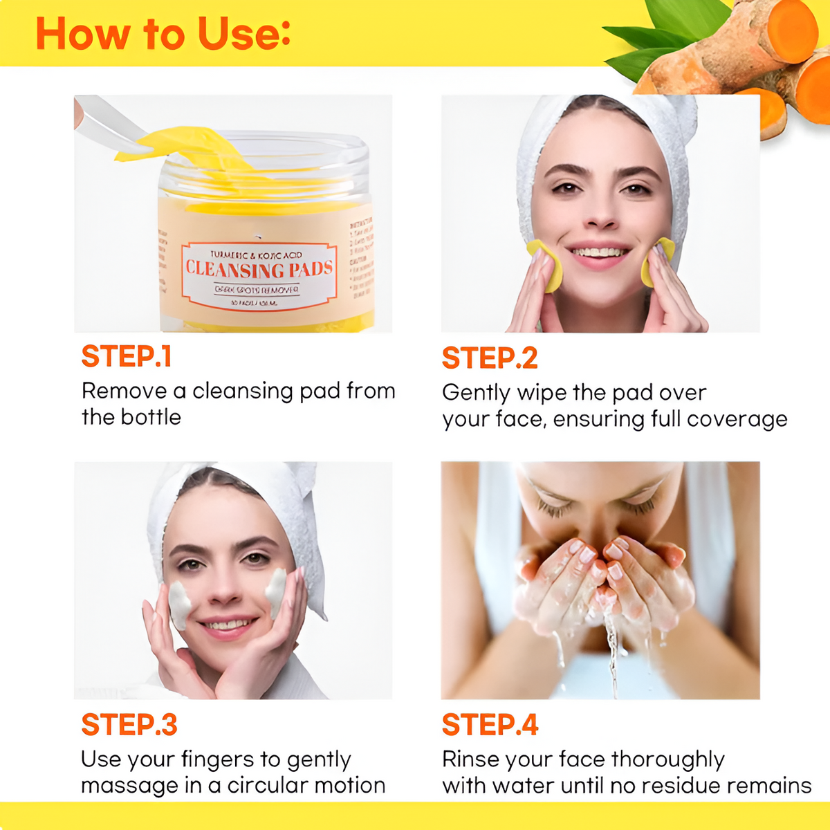 Turmeric & Kojic Acid Cleansing Pads (50 Pads) (Copy)